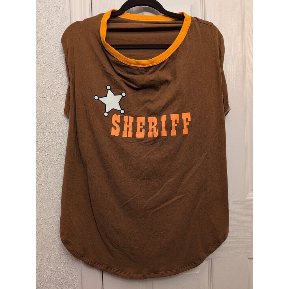 Big Dog Sheriff Tee Orange/Brown T Shirt XL Pet Star Glows